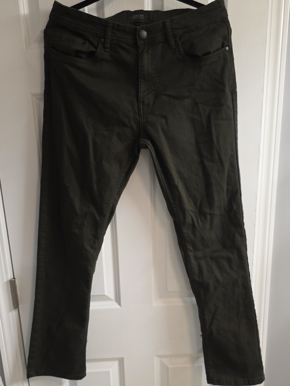 Jachs Mens Olive Green 5 Pocket Denim Jeans